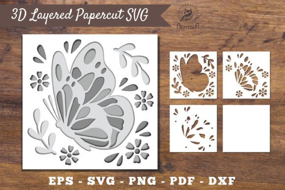 3D Butterfly SVG for Shadow Boxes & Web