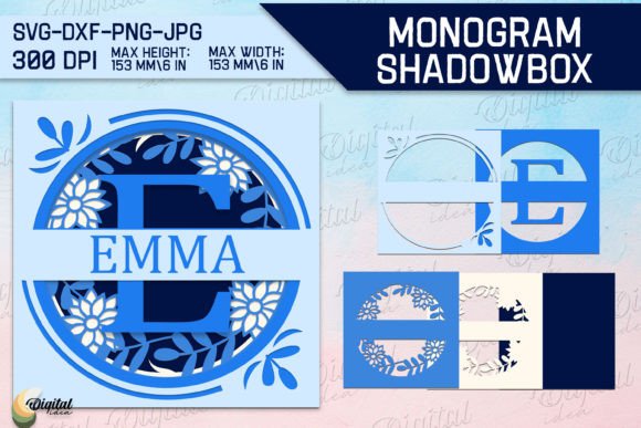 3D SVG Letter E for Shadow Boxes