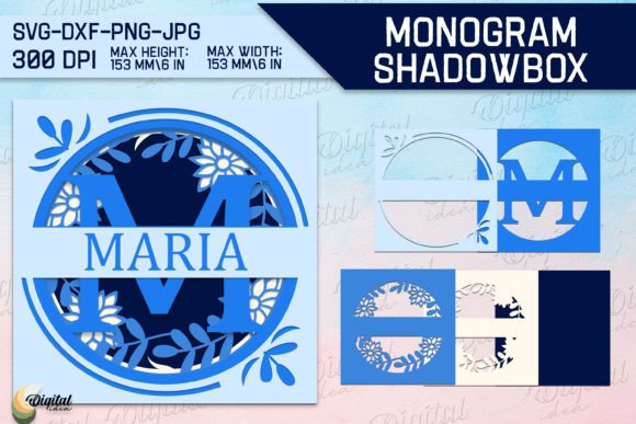 3D SVG Letter M for Shadow Boxes