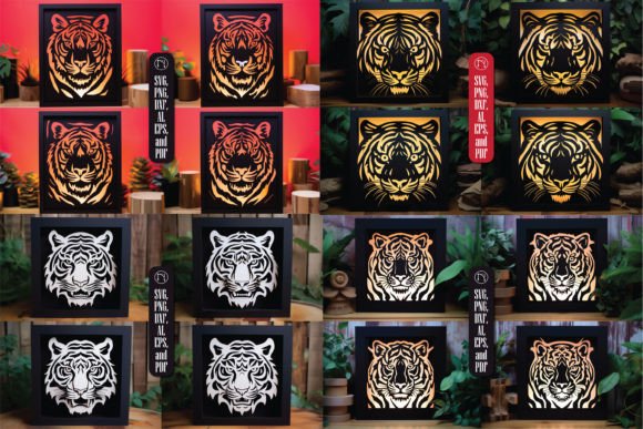 3D SVG Tiger Lightbox for Shadow Boxes