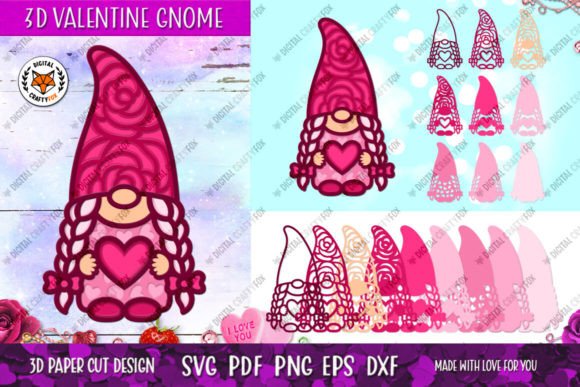 3D SVG Valentine Gnome Girl Shapes Review