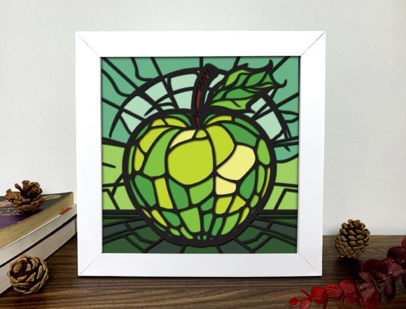 Apple Stained Glass 3D SVG for Shadow Boxes