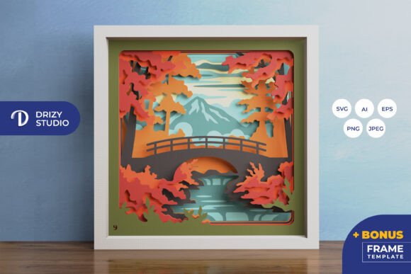Autumn Landscape 3D SVG for Shadow Boxes