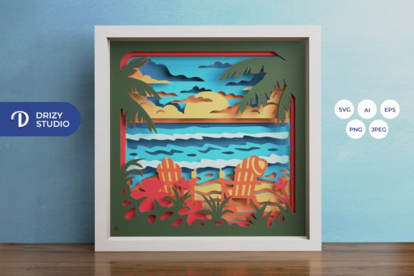 Beach Trip 3D SVG for Shadow Boxes