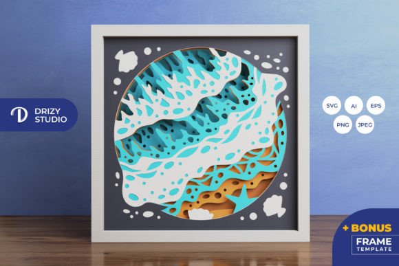 Beach Waves 3D Shadow Box SVG Review