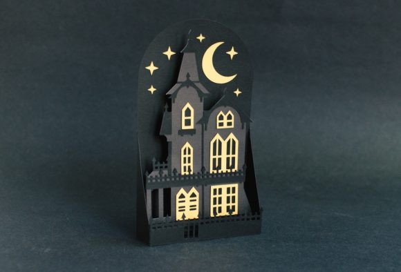 Halloween Haunted House Box Card 3D SVG Review