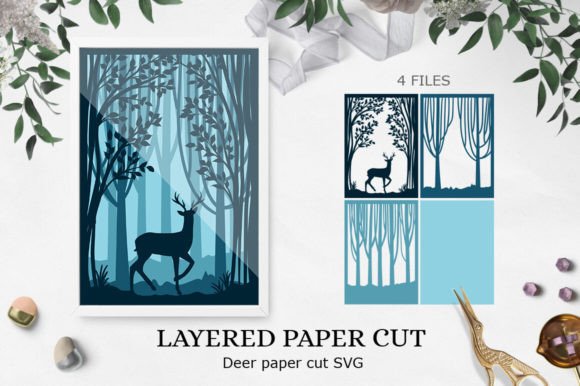 Layered Paper Cut Deer Forest Shadow B: A 3D SVG Review