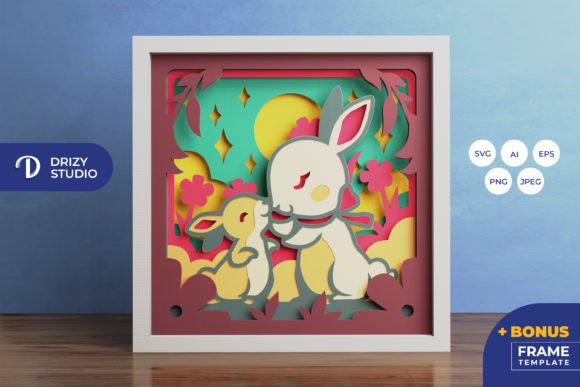 Mama and Bunny 3D Shadow Box: A Designer’s Review of this 3D SVG for Shadow Boxes