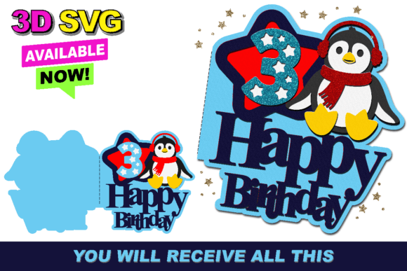 Penguin Card 3D SVG: Essential Shapes