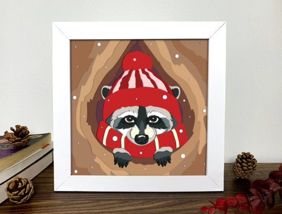 Raccoon Christmas 3D Shadow Box SVG Review