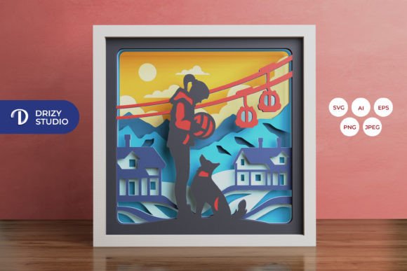 Review: Woman and Dog Winter 3D SVG for Shadow Boxes