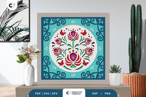Reviewing Flowers Folk Art 3D Paper Cut SVG