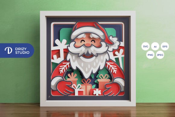 Santa 3D SVG for Shadow Boxes