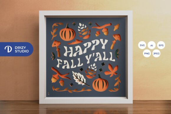 Vintage Autumn 3D Shadow Box: A 3D SVG for Shadow Boxes