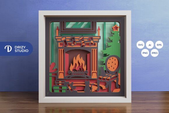 Winter Living Room with Fireplace 3D: A Designer’s Review of 3D SVG Shadow Boxes