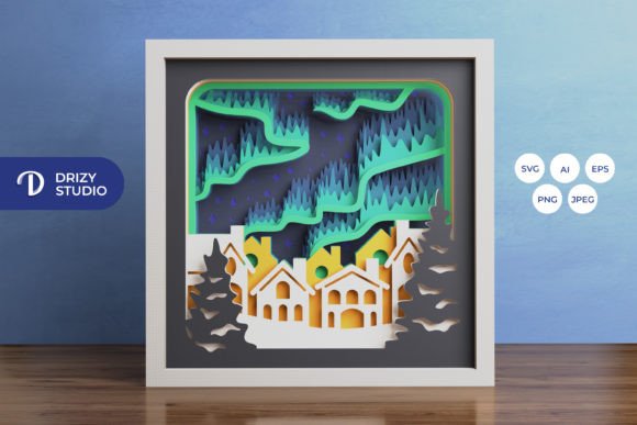 Winter Village 3D SVG for Christmas Branding